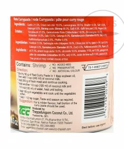 Mae Ploy Red Curry Paste 1kg Ingredients