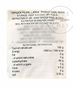 Cock Large Tapioca Pearl 454g Ingredients