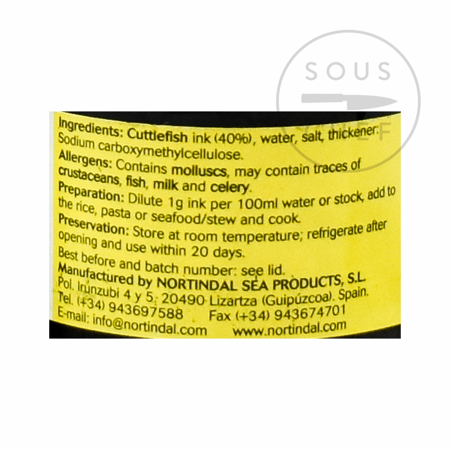 Nortindal Squid Ink Jar (Cuttlefish Ink) Seaweed & Squid Ink 10 Nortindal Squid Ink Jar (Cuttlefish Ink) Seaweed & Squid Ink