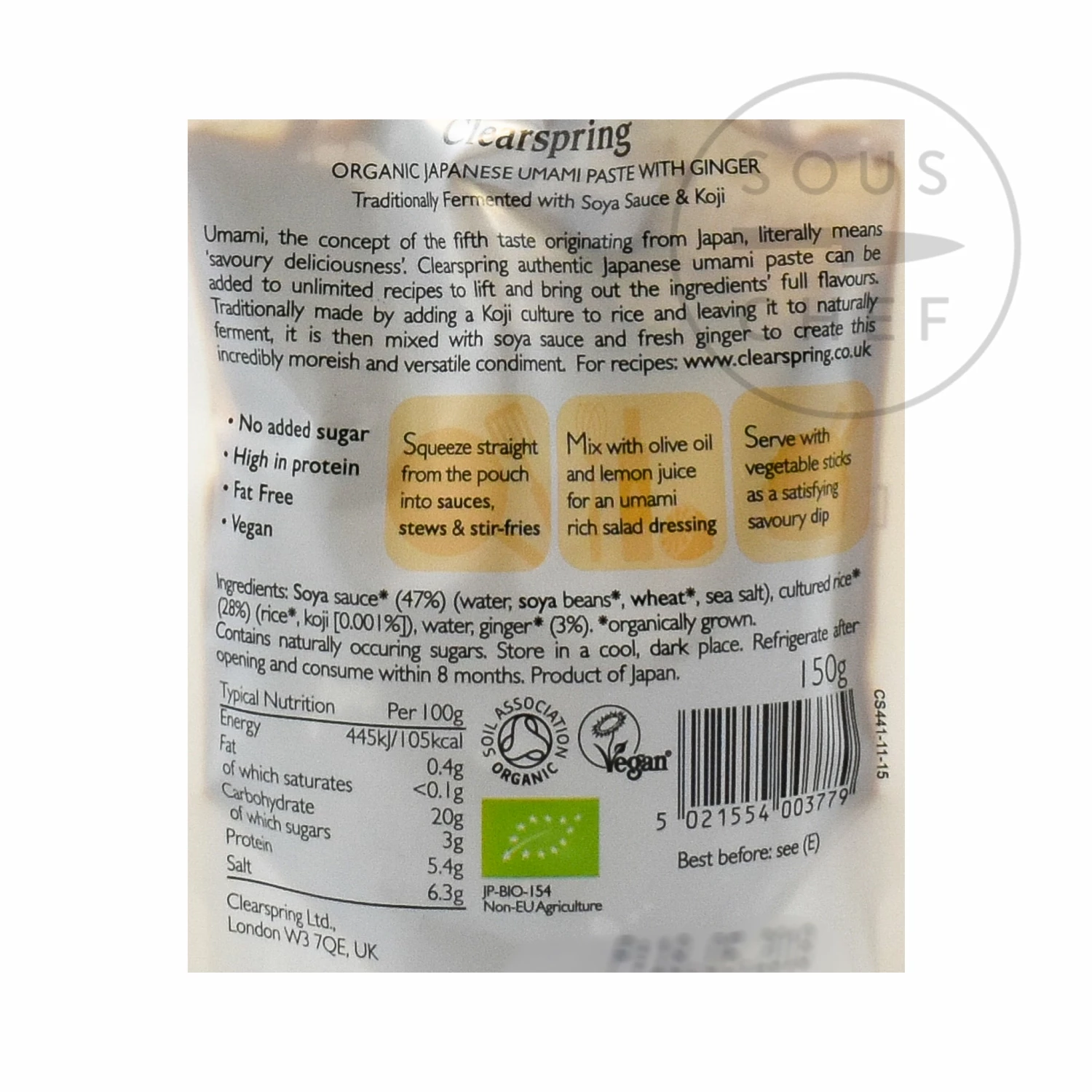 Ingredients Clearspring Organic Umami Paste With Ginger 150g 5 Ingredients Clearspring Organic Umami Paste With Ginger 150g