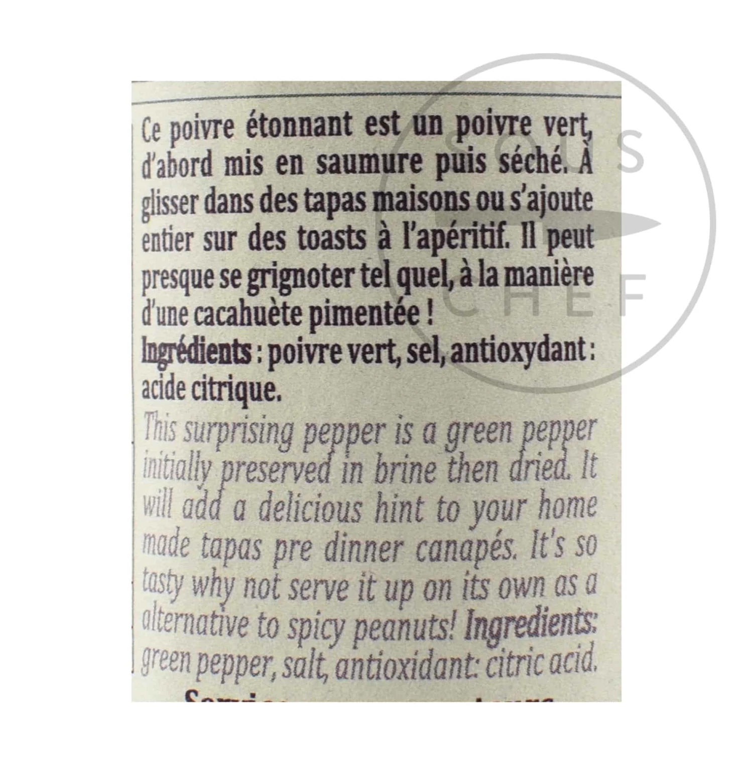 Terre Exotique Green Salty Coastal Pepper 25g Ingredients 5 Terre Exotique Green Salty Coastal Pepper 25g Ingredients