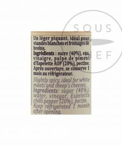 Terre Exotique Espelette Pepper Jelly 90g Ingredients 7 Terre Exotique Espelette Pepper Jelly 90g Ingredients