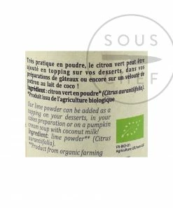 Terre Exotique Organic Dried Lime Powder 60g Ingredients