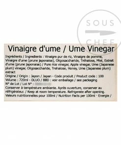 Oochi Ume Drinking Vinegar 720ml Ingredients