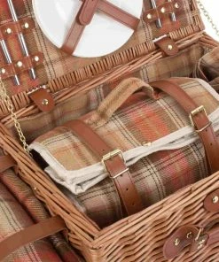 Willow Direct Tartan Picnic Hamper For 2 Autumn Red 11 Willow Direct Tartan Picnic Hamper For 2 Autumn Red