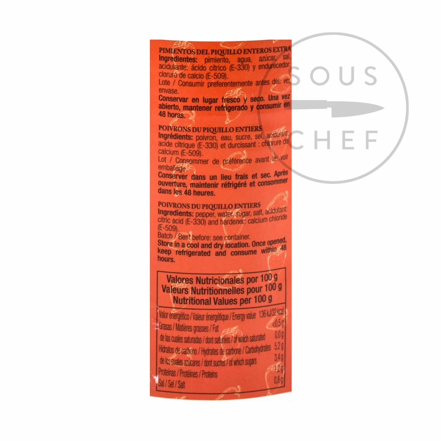 Whole Piquillo Peppers 400g Ingredients 5 Whole Piquillo Peppers 400g Ingredients