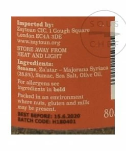 Zaytoun Palestinian Za'atar 80g Ingredients 7 Zaytoun Palestinian Za'atar 80g Ingredients