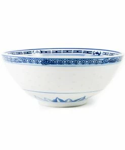 Chinese Tableware Blue Rice Pattern Serving Bowl 20.3cm Tableware