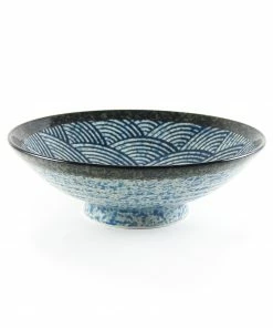 Kiji Stoneware & Ceramics Blue Wave Large Shallow Bowl