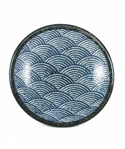 Kiji Stoneware & Ceramics Blue Wave Large Shallow Bowl 8 Kiji Stoneware & Ceramics Blue Wave Large Shallow Bowl