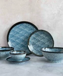 Kiji Stoneware & Ceramics Tableware Blue Wave Medium Plate 22cm