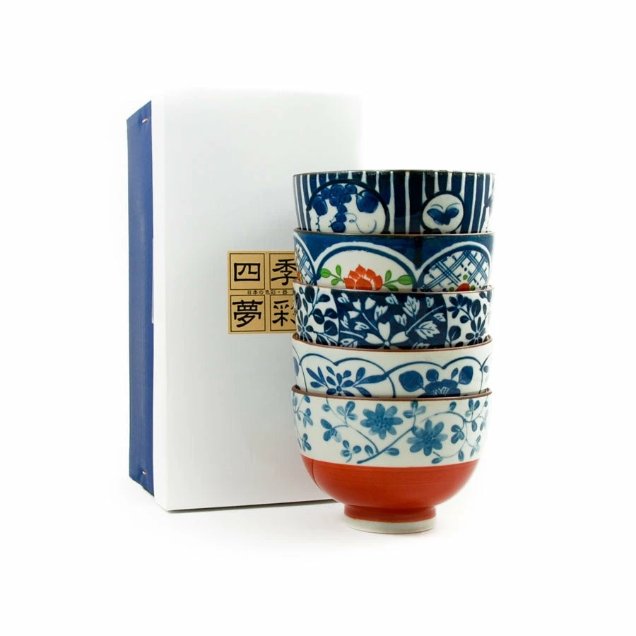 Kiji Stoneware & Ceramics Traditional 5-Piece Japanese Rice Bowl Set 3 Kiji Stoneware & Ceramics Traditional 5-Piece Japanese Rice Bowl Set