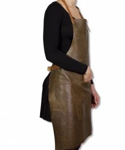 Dutchdeluxes Leather BBQ Apron In Vintage Brown