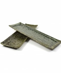 Kiji Stoneware & Ceramics Green Glaze Oblong Sushi Platter 9 Kiji Stoneware & Ceramics Green Glaze Oblong Sushi Platter