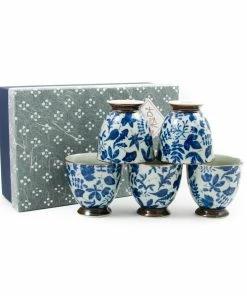 Kiji Stoneware & Ceramics Kashiwa Blue Japanese Teacup Set