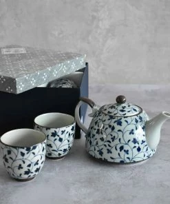 Kiji Stoneware & Ceramics Tableware Shizen Blue Japanese Teapot & Teacup Set