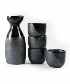 Kiji Stoneware & Ceramics Tableware Black Sake Set