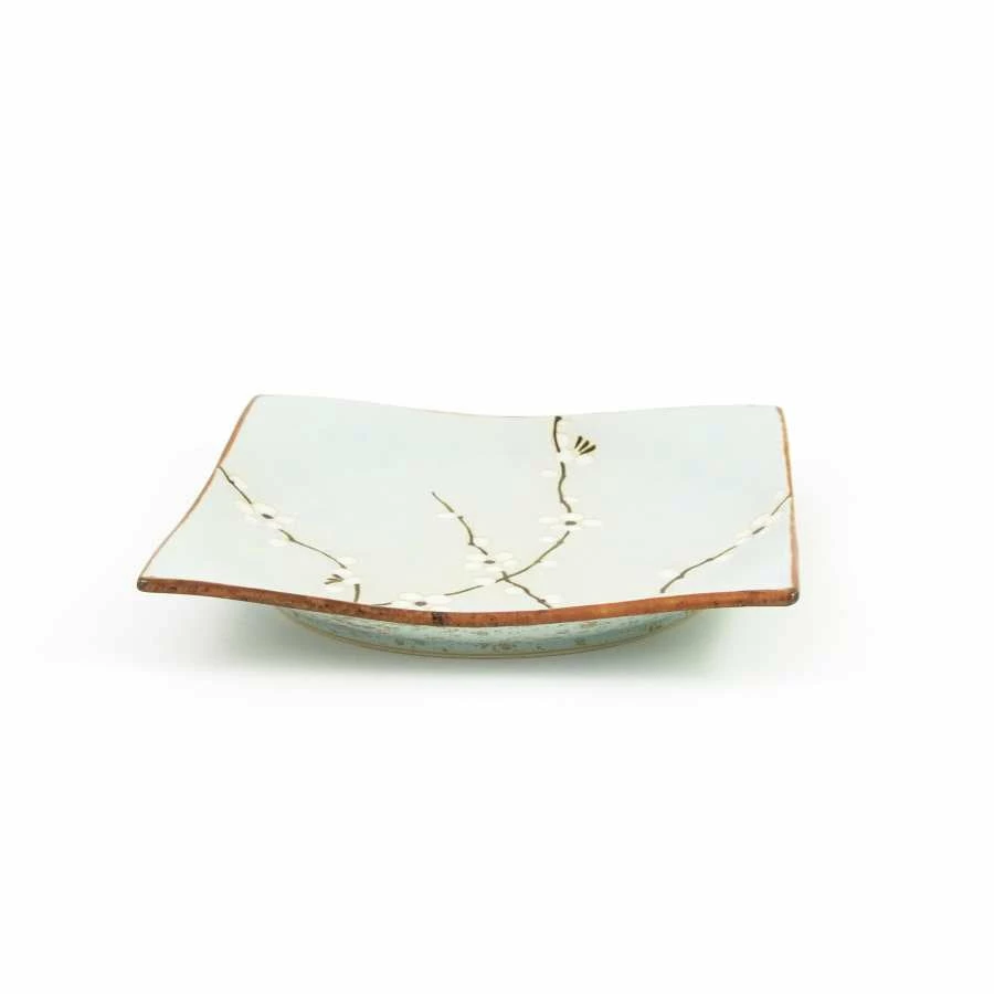 Kiji Stoneware & Ceramics Sakura Blossom Square Plate 3 Kiji Stoneware & Ceramics Sakura Blossom Square Plate