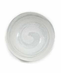 Kiji Stoneware & Ceramics White & Grey Swoosh Ramen Bowl Tableware